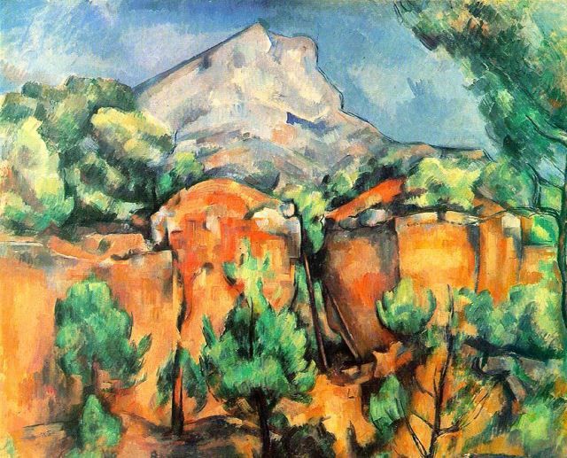 2. Beispiel für die Anfänge der modernen Kunst: Paul Cézanne, Mont Sainte-Victoire vom Steinbruch Bibemus aus gesehen, 1897, Öl auf Leinwand, Baltimore Museum of Art, Baltimore.